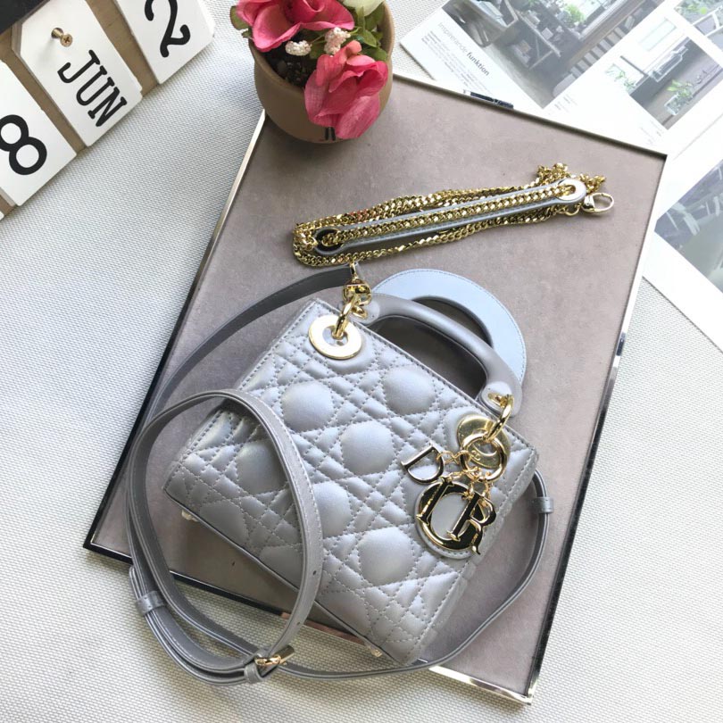 DIOR 디올 레이디백 금장 17cm